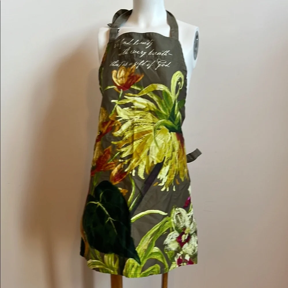 Floral Apron with Script Design